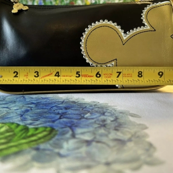 Disney Mickey Minnie Black Gold Faux Leather Shoulder Bag - Picture 11 of 12